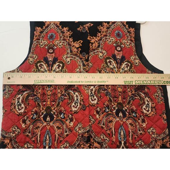 Vintage Carole Quilted Vest, Oriental Print, Size 10, Made in USA - Picture 5 of 7